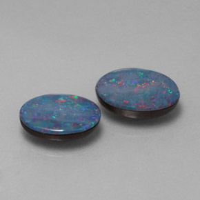 Gemas de doblete de ópalo multicolor natural de  ct, corte óvalo, opaco