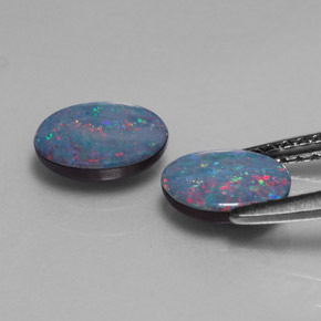 Gemas de doblete de ópalo multicolor natural de  ct, corte óvalo, opaco