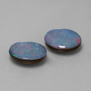 Gemas de doblete de ópalo multicolor natural de  ct, corte óvalo, opaco