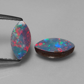 Gemas de doblete de ópalo multicolor natural de  ct, marquesa, opaco