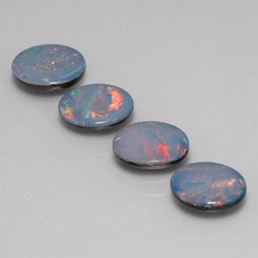 Gemas de doblete de ópalo multicolor natural de 3,09 ct, corte óvalo, opaco
