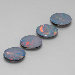 Gemas de doblete de ópalo multicolor natural de 3,09 ct, corte óvalo, opaco