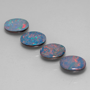 Gemas de doblete de ópalo multicolor natural de  ct, corte óvalo, opaco