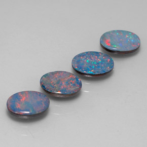 Gemas de doblete de ópalo multicolor natural de  ct, corte óvalo, opaco