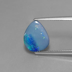 Doblete de ópalo multicolor natural de 2,52 ct, en forma de pera, opaco