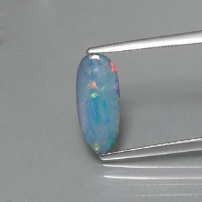 Doblete de ópalo multicolor natural de 0,98 ct, forma elegante, opaco