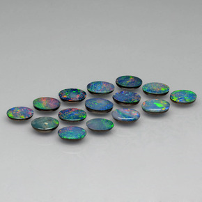 Gemas de Doblete de ópalo Multicolor natural de  ct, Corte Óvalo, Opaco