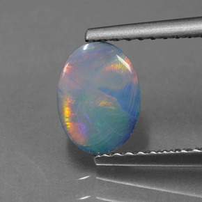Doblete de ópalo Multicolor natural de 0.69 ct, Ovalada, Opaco