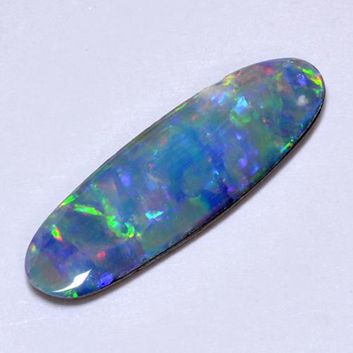 Doblete de ópalo Multicolor natural de 1.63 ct, Corte Óvalo, Opaco