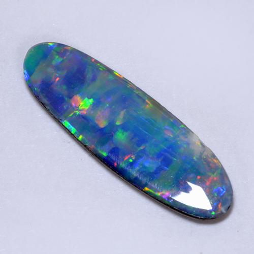 Doblete de ópalo Multicolor natural de 1.63 ct, Corte Óvalo, Opaco