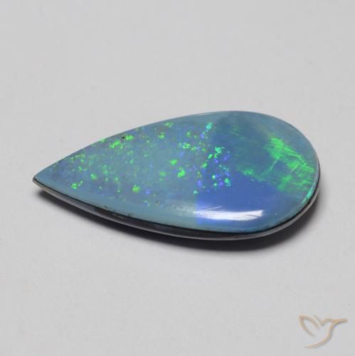 Doblete de ópalo Multicolor natural de 1.85 ct, En forma de pera, Opaco