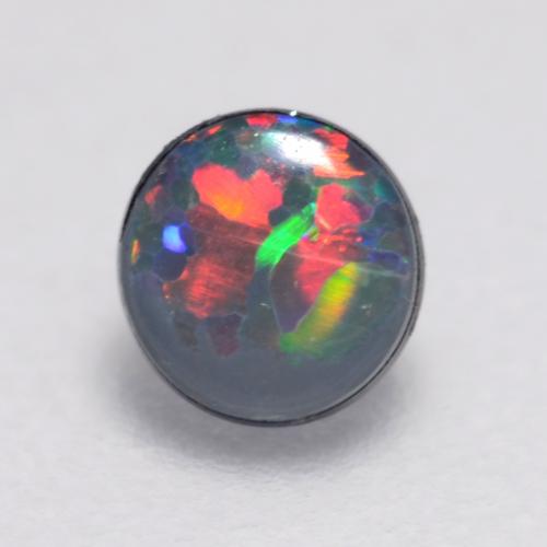 Doblete de ópalo Multicolor natural de 0.12 ct, Corte Redondo, Opaco