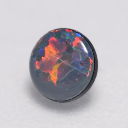 Doblete de ópalo Multicolor natural de 0.12 ct, Corte Redondo, Opaco