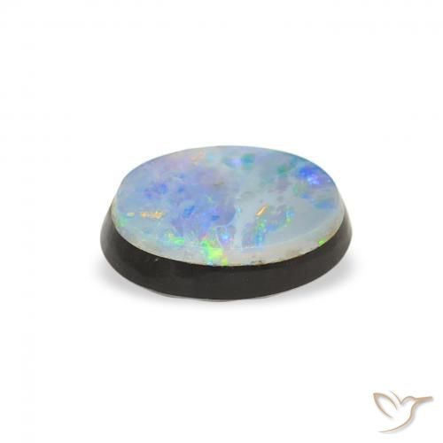 Doblete de ópalo Multicolor natural de 0.99 ct, Ovalada, Opaco