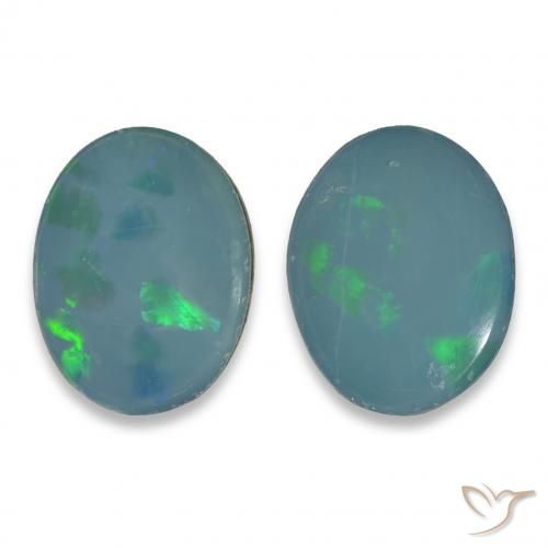 Gemas de Doblete de ópalo Multicolor natural de 2.31 ct, Ovalada, Opaco