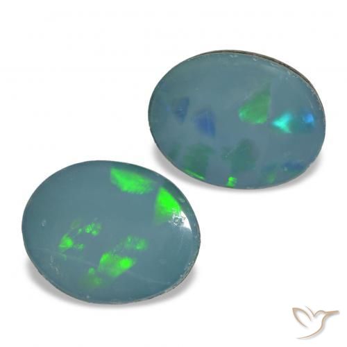 Gemas de Doblete de ópalo Multicolor natural de 2.31 ct, Ovalada, Opaco