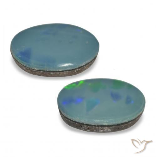 Gemas de Doblete de ópalo Multicolor natural de 2.31 ct, Ovalada, Opaco