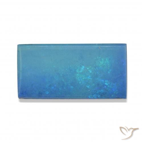 3.82ct Azul multicolor Doblete de ópalo, Corte Baguette, Opaco