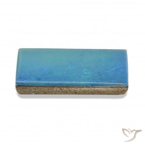 Doblete de ópalo Azul multicolor natural de 3.82 ct, Corte Baguette, Opaco