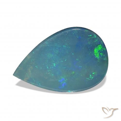 Doblete de ópalo Verde azul multicolor natural de 1.29 ct, En forma de pera, Opaco