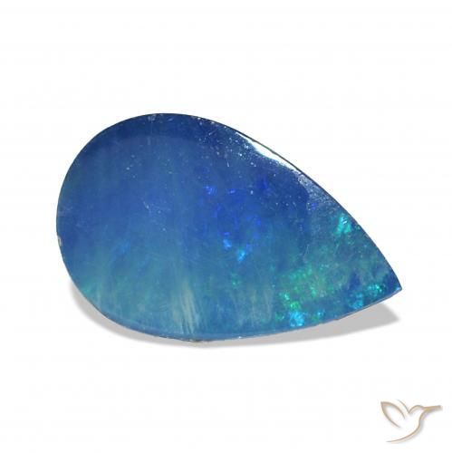 Doblete de ópalo Azul multicolor natural de 0.57 ct, En forma de pera, Opaco