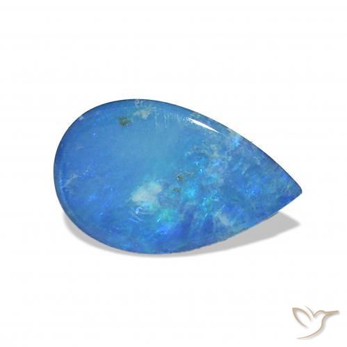 Doblete de ópalo Azul multicolor natural de 0.59 ct, En forma de pera, Opaco