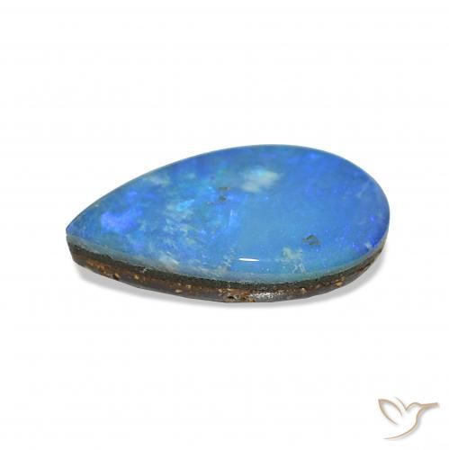 Doblete de ópalo Azul multicolor natural de 0.59 ct, En forma de pera, Opaco