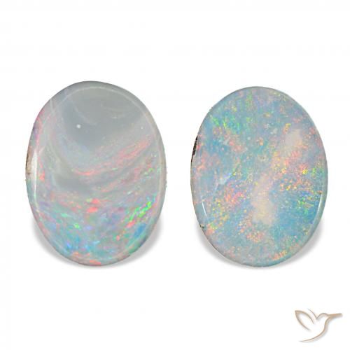 2.15ctw Multicolor Doblete de ópalo, Ovalada, Opaco