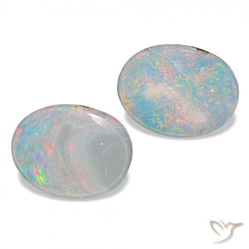 Gemas de Doblete de ópalo Multicolor natural de 2.15 ct, Ovalada, Opaco