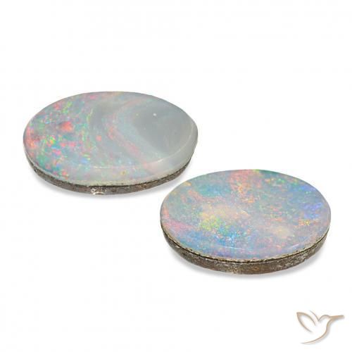 Gemas de Doblete de ópalo Multicolor natural de 2.15 ct, Ovalada, Opaco