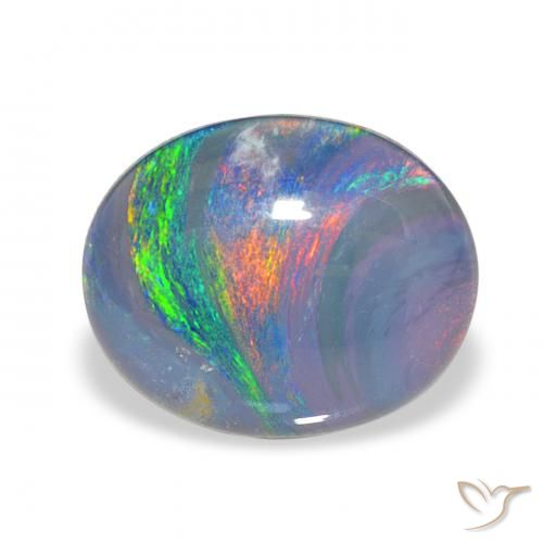 3.00ct Natural Multicolor Triplete de ópalo, Ovalada, Opaco