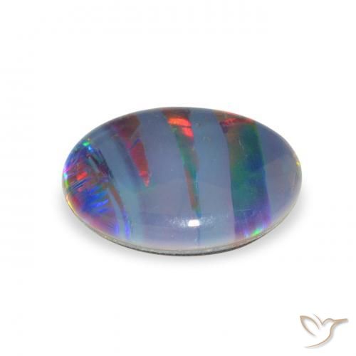 Triplete de ópalo Multicolor natural de 2.25 ct, Ovalada, Opaco