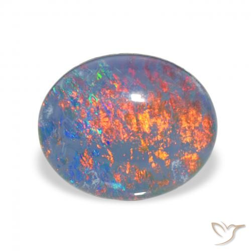 3.01ct Natural Multicolor Triplete de ópalo, Ovalada, Opaco