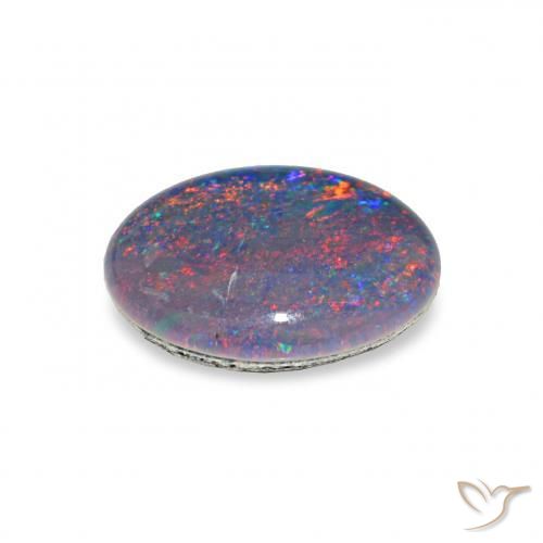 Triplete de ópalo Multicolor natural de 2.40 ct, Ovalada, Opaco