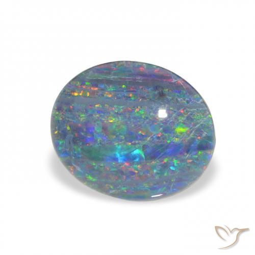 Triplete de ópalo Multicolor natural de 2.03 ct, Ovalada, Opaco