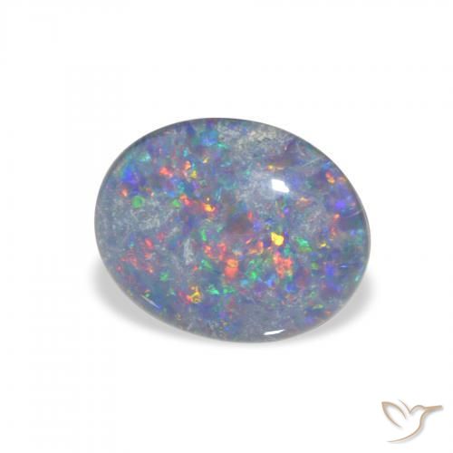 Triplete de ópalo Multicolor natural de 2.33 ct, Ovalada, Opaco