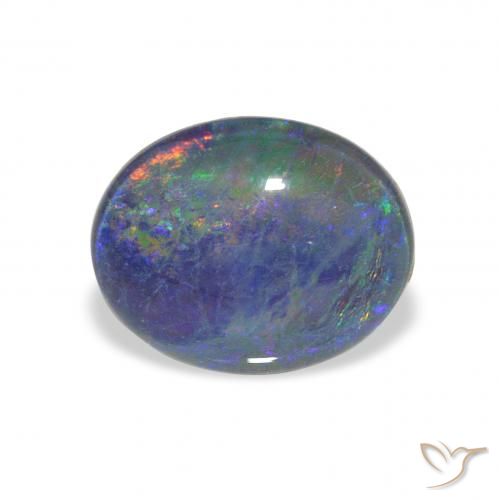2.57ct Natural Multicolor Triplete de ópalo, Ovalada, Opaco