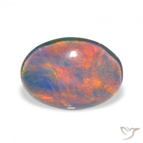 3.48ct Natural Multicolor Triplete de ópalo, Ovalada, Opaco