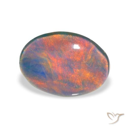 Triplete de ópalo Multicolor natural de 3.48 ct, Ovalada, Opaco