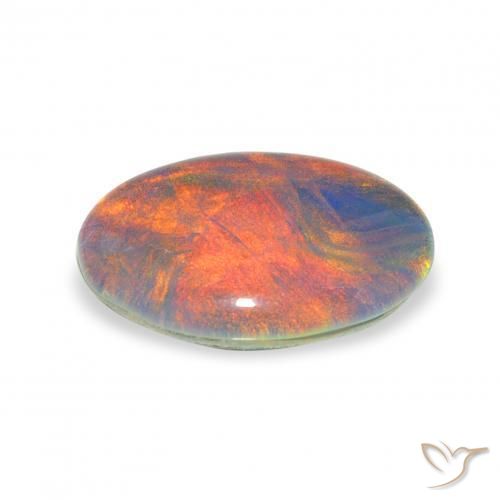 Triplete de ópalo Multicolor natural de 3.48 ct, Ovalada, Opaco