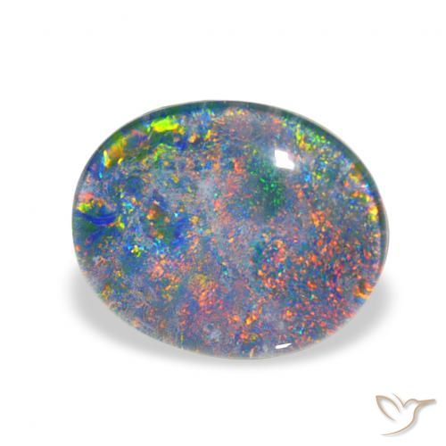Triplete de ópalo Multicolor natural de 2.81 ct, Ovalada, Opaco