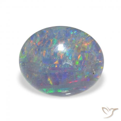 3.00ct Natural Multicolor Triplete de ópalo, Ovalada, Opaco
