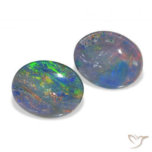 Gemas de Triplete de ópalo Multicolor natural de 4.51 ct, Ovalada, Opaco
