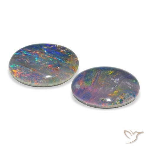 Gemas de Triplete de ópalo Multicolor natural de 4.51 ct, Ovalada, Opaco