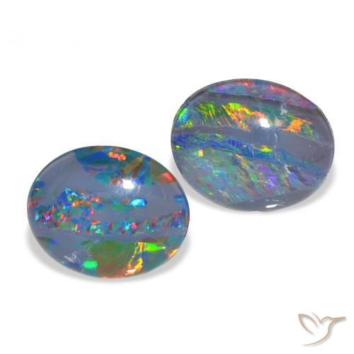 Gemas de Triplete de ópalo Multicolor natural de 4.57 ct, Ovalada, Opaco