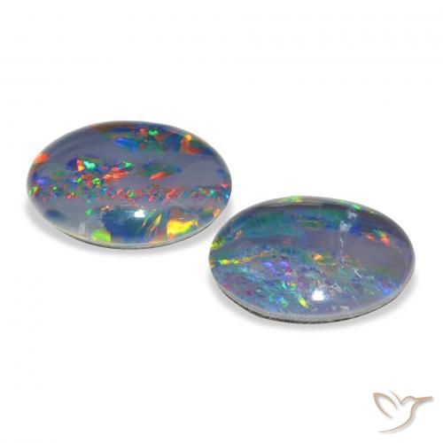 Gemas de Triplete de ópalo Multicolor natural de 4.57 ct, Ovalada, Opaco
