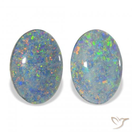 7.86ctw Natural Multicolor Triplete de ópalo, Ovalada, Opaco