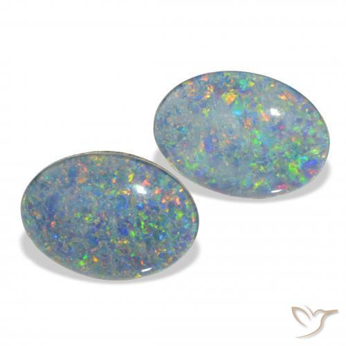 Gemas de Triplete de ópalo Multicolor natural de 7.86 ct, Ovalada, Opaco