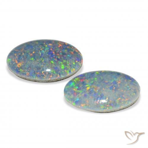 Gemas de Triplete de ópalo Multicolor natural de 7.86 ct, Ovalada, Opaco