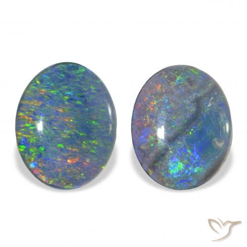4.44ctw Multicolor Triplete de ópalo, Ovalada, Opaco